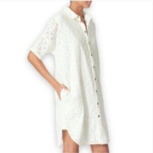Current Elliott Oversized Smock Eyelet Lace Shirt Dress